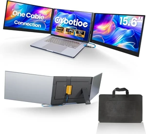 One Cable Connect Laptop Screen Extender Monitor Portable, Ultra Thin 15.6" 1080P FHD Triple Screen, Fit 13-17" Laptop, Plug & Play Compatiable with Win/Mac/Chrome/Android One Cable Connect Laptop Screen Extender Monitor Portable, Ultra Thin 15.6" 1080P FHD Triple Screen, Fit 13-17" Laptop, Plug & Play Compatiable with Win/Mac/Chrome/Android