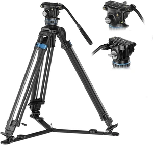 71''/181cm Carbon Fiber Video Tripod, Stepless Damping Fluid Head 71''/181cm Carbon Fiber Video Tripod, Stepless Damping Fluid Head