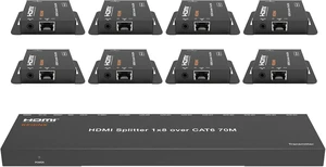 4K 1x8 HDMI Extender Splitter 70m/230ft HDMI Over Ethernet Splitter POC Satellite TV Splitters 4K 1x8 HDMI Extender Splitter 70m/230ft HDMI Over Ethernet Splitter POC Satellite TV Splitters