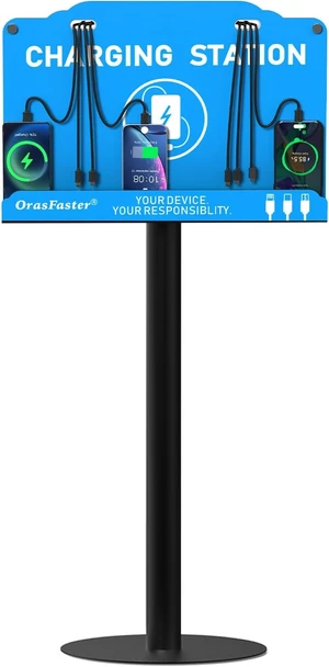Floor Standing Cell Phone Charging Station Multi-Device Station with 8 Charger Ports Compatible with Smartphones Tablets Application for Schools, Office, Shopping Malls Floor Standing Cell Phone Charging Station Multi-Device Station with 8 Charger Ports Compatible with Smartphones Tablets Application for Schools, Office, Shopping Malls