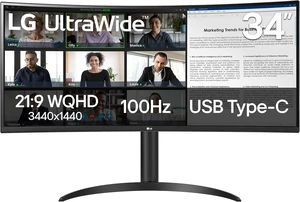 34WR55QK-B 34-inch UltraWide WQHD (3440 x 1440) Curved Computer Monitor, 100Hz, 5ms, HDR10, Reader Mode, HDMI, DisplayPort, USB Type-C, Tilt/Height Adjustable Stand, Black 34WR55QK-B 34-inch UltraWide WQHD (3440 x 1440) Curved Computer Monitor, 100Hz, 5ms, HDR10, Reader Mode, HDMI, DisplayPort, USB Type-C, Tilt/Height Adjustable Stand, Black