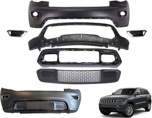 Complete Front Bumper and Grille Kit Fits for 2017-2022 Jeep Grand Cherokee Complete Front Bumper and Grille Kit Fits for 2017-2022 Jeep Grand Cherokee