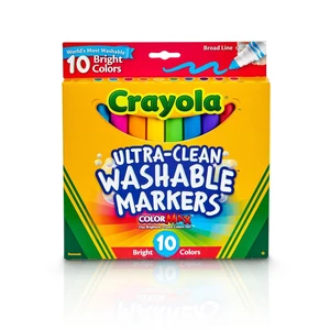 10ct Ultra Clean Washable Broad Line Markers, Bright Colors, Elementary School Supplies, Classroom Essentials for Teachers, Ages 3+ 10ct Ultra Clean Washable Broad Line Markers, Bright Colors, Elementary School Supplies, Classroom Essentials for Teachers, Ages 3+