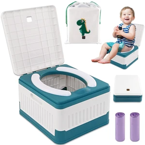 Portable Potty for Toddler Travel, Foldable Travel Potty Training Toilet Seat for Kids Boys Girls, Emergency Mobile Toilet In Car for Camping Outdoor Indoor, with 30 Disposable Bags, Blue Portable Potty for Toddler Travel, Foldable Travel Potty Training Toilet Seat for Kids Boys Girls, Emergency Mobile Toilet In Car for Camping Outdoor Indoor, with 30 Disposable Bags, Blue