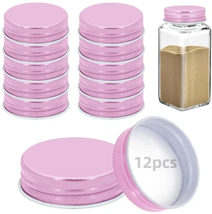 12 Pcs iron Jar Lids Lids for 4 oz and 6 oz Square Spice Jars Reusable Can Airtight Spice Storage Canning Lids for Nice Sealing Kitchen (Pink) 12 Pcs iron Jar Lids Lids for 4 oz and 6 oz Square Spice Jars Reusable Can Airtight Spice Storage Canning Lids for Nice Sealing Kitchen (Pink)