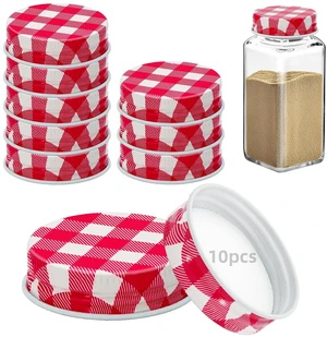 10 Pcs iron Jar Lids Lids for 4 oz and 6 oz Square Spice Jars Reusable Can Airtight Spice Storage Canning Lids for Nice Sealing Kitchen (Red grid) 10 Pcs iron Jar Lids Lids for 4 oz and 6 oz Square Spice Jars Reusable Can Airtight Spice Storage Canning Lids for Nice Sealing Kitchen (Red grid)