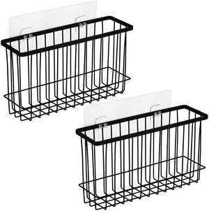 Wall Door Adhesive Kitchen Wrap Organizer Rack, No Drilling, Black, 2 Pack Wall Door Adhesive Kitchen Wrap Organizer Rack, No Drilling, Black, 2 Pack