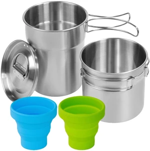 Stainless Steel Camping Cups Mug Small Backpacking Bush Pot Set Stainless Steel Camping Cups Mug Small Backpacking Bush Pot Set