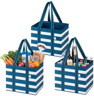 3 Pack Reusable Grocery Shopping Bags Utility Tote w/Sturdy Handles 3 Pack Reusable Grocery Shopping Bags Utility Tote w/Sturdy Handles
