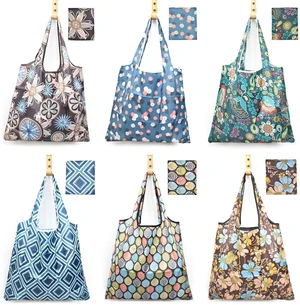 6 Pcs Reusable Grocery Bags Xlarge 50LBS Foldable Grocery Shopping Bags Washable Beach Bag Ripstop Nylon Tote Bags 6 Pcs Reusable Grocery Bags Xlarge 50LBS Foldable Grocery Shopping Bags Washable Beach Bag Ripstop Nylon Tote Bags