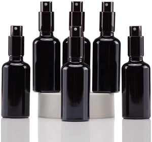 Black Glass Spray Bottles 2oz, with Small Fine Mist Spray, Metal Cap, Refillable for Essential Oil,Travel,Cleaning,Perfume,Aromatherapy,Makeup 6 Pcs Black Glass Spray Bottles 2oz, with Small Fine Mist Spray, Metal Cap, Refillable for Essential Oil,Travel,Cleaning,Perfume,Aromatherapy,Makeup 6 Pcs