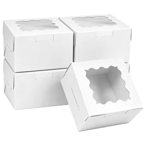 5 Pack Small Treat Boxes, 4x4x2.5 Inches Bakery Boxes for Cookie, Dessert, Pastry, Macaroon, Candy, Gift (5, White Lace) 5 Pack Small Treat Boxes, 4x4x2.5 Inches Bakery Boxes for Cookie, Dessert, Pastry, Macaroon, Candy, Gift (5, White Lace)
