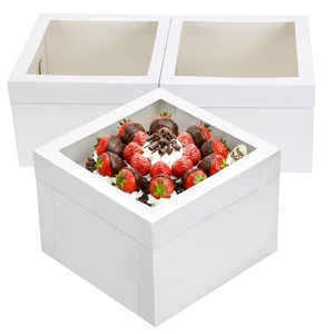 3 Pack Cake Boxes 12"x12"x8", Bakery Containers with Large Window 3 Pack Cake Boxes 12"x12"x8", Bakery Containers with Large Window