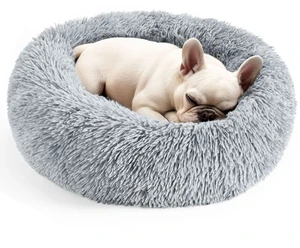 Dog & Cat Bed for Indoor Cats, 20in Calming Donut Bed (Light Grey) Dog & Cat Bed for Indoor Cats, 20in Calming Donut Bed (Light Grey)
