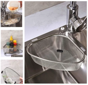 Triangle Sink Strainer, Corner Sink Strainer, Multifunction Sink Drain Strainer Basket, Stainless Steel Food Catcher Strainer for Kitchen Waste, Vegetable, Fruits (Silver) (CF-001) Triangle Sink Strainer, Corner Sink Strainer, Multifunction Sink Drain Strainer Basket, Stainless Steel Food Catcher Strainer for Kitchen Waste, Vegetable, Fruits (Silver) (CF-001)