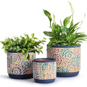 3 Piece Ceramic Plant pots Indoor Pots Set with Drainage Holes, 5.7/4.7/3.5/inch, Modern Decorative pots Outdoor Plants Lilies, Cacti, Succulents, Snakes, and Bamboo (Blue) 3 Piece Ceramic Plant pots Indoor Pots Set with Drainage Holes, 5.7/4.7/3.5/inch, Modern Decorative pots Outdoor Plants Lilies, Cacti, Succulents, Snakes, and Bamboo (Blue)