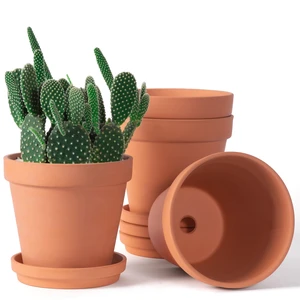 6 inch Terracotta & Clay Pots for Plants with Saucer, Medium Terra Cotta Plant Pots with Drainage Hole, Flowerpot with Tray, Terracotta Pot for Indoor Outdoor Plant - Pack of 4 Planters 6 inch Terracotta & Clay Pots for Plants with Saucer, Medium Terra Cotta Plant Pots with Drainage Hole, Flowerpot with Tray, Terracotta Pot for Indoor Outdoor Plant - Pack of 4 Planters