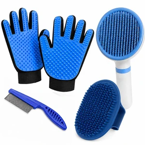 5-Piece Dog Grooming Brush Set with Grooming Gloves 5-Piece Dog Grooming Brush Set with Grooming Gloves