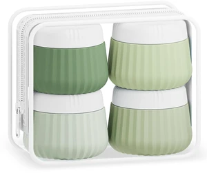 Travel Containers for Toiletries 4 Pack, TSA Approved Travel Size Toiletries, With Clear Bag Leak Proof Silicone Jars, Creams Jars Carrying Small Items Travel Containers for Toiletries 4 Pack, TSA Approved Travel Size Toiletries, With Clear Bag Leak Proof Silicone Jars, Creams Jars Carrying Small Items