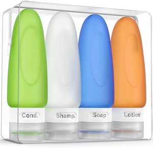 Dot&Dot Leak Proof Travel Bottles - Tubes for Liquid TSA Approved 3oz Silicone Toiletries Travel Shampoo & Conditioner Containers with Labels Dot&Dot Leak Proof Travel Bottles - Tubes for Liquid TSA Approved 3oz Silicone Toiletries Travel Shampoo & Conditioner Containers with Labels