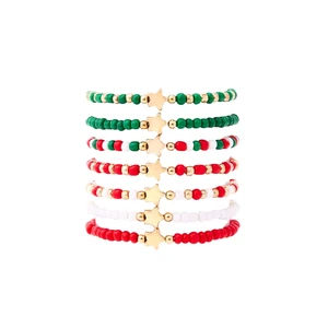 4~8pcs Christmas Bracelets Set Red Green Bead Adjustable Layered Friendship Bracelets Merry Christmas Gifts Stocking Stuffers & Party Favors 4~8pcs Christmas Bracelets Set Red Green Bead Adjustable Layered Friendship Bracelets Merry Christmas Gifts Stocking Stuffers & Party Favors