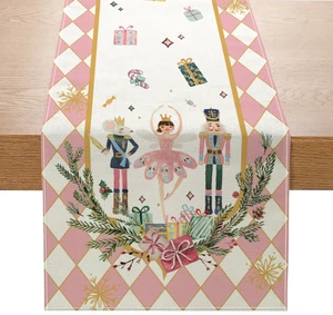 Nutcracker Pink Plaid Table Runner 13x72 Inch Box Winter Kitchen Dinning Table Decoration for Indoor Outdoor Home Party Décor Nutcracker Pink Plaid Table Runner 13x72 Inch Box Winter Kitchen Dinning Table Decoration for Indoor Outdoor Home Party Décor