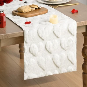 Artoid Mode White Soft Plush Faux Fur Jacquard Love Heart Valentine's Table Runner, Kitchen Dining Table Decoration for Home Party Decor 13x36 Inch Artoid Mode White Soft Plush Faux Fur Jacquard Love Heart Valentine's Table Runner, Kitchen Dining Table Decoration for Home Party Decor 13x36 Inch