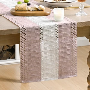Artoid Mode Pink Farmhouse Woven Table Runner 12x60 Inch Artoid Mode Pink Farmhouse Woven Table Runner 12x60 Inch