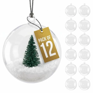 6 cm 12-Pack Fillable Clear Plastic Ball Ornaments 2.3" 6 cm 12-Pack Fillable Clear Plastic Ball Ornaments 2.3"