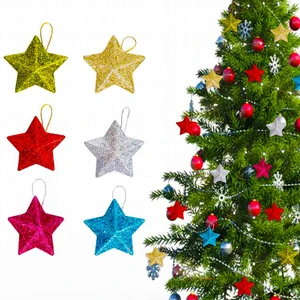 24 Pcs Christmas Tree Ornaments Set- Glitter Stars Xmas Decor 24 Pcs Christmas Tree Ornaments Set- Glitter Stars Xmas Decor