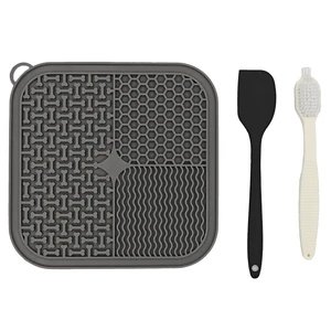 Dog Lick Mat, Slow Feeder Licking Mat for Dogs and Cats with Suction Cups, Non-Slip Lick Pad for Feeding and Training (Gray) Dog Lick Mat, Slow Feeder Licking Mat for Dogs and Cats with Suction Cups, Non-Slip Lick Pad for Feeding and Training (Gray)