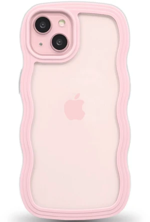 Anuck for iPhone 15 Case Wavy Edge Clear Back Design, Anti-Slip Grip Cute Wave Curly Frame Shape Shockproof Soft TPU & Hard Bumper Protective Phone Case Cover for Women Girls, Pink Anuck for iPhone 15 Case Wavy Edge Clear Back Design, Anti-Slip Grip Cute Wave Curly Frame Shape Shockproof Soft TPU & Hard Bumper Protective Phone Case Cover for Women Girls, Pink