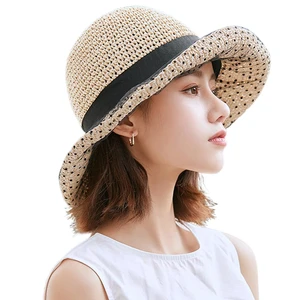 Women Floppy Cloche Straw Hat Wide Brim Straw Bucket Hat Sun Protection Bowler Cap UPF 50+ Beach Sun Cap Women Floppy Cloche Straw Hat Wide Brim Straw Bucket Hat Sun Protection Bowler Cap UPF 50+ Beach Sun Cap