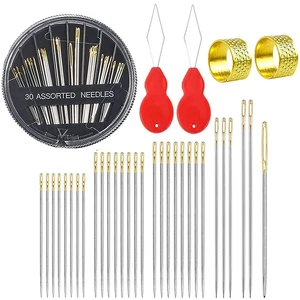 30Pcs Hand Sewing Needles 6 Sizes Large Eye Embroidery Steel Needles Kit with 2 Threaders for DIY Craft Projects,Quilting,Darning Handsewing,Sewing Repair 30Pcs Hand Sewing Needles 6 Sizes Large Eye Embroidery Steel Needles Kit with 2 Threaders for DIY Craft Projects,Quilting,Darning Handsewing,Sewing Repair