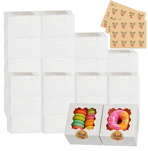 26 Pcs Cookie Boxes with Window, 4x4x2.5 Inches, for Dessert Pastry 26 Pcs Cookie Boxes with Window, 4x4x2.5 Inches, for Dessert Pastry