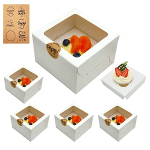 Single White Cupcake Boxes with Window, 6 Sets 4.5x4.5x3 Inch Single White Cupcake Boxes with Window, 6 Sets 4.5x4.5x3 Inch