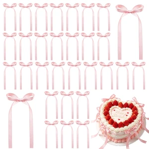 20 Pcs Pink Bows for Cake, Pre-Tied Pink Satin Ribbon Bows, Smooth Polyester Cake Decorations for Birthday Wedding Baby Shower 20 Pcs Pink Bows for Cake, Pre-Tied Pink Satin Ribbon Bows, Smooth Polyester Cake Decorations for Birthday Wedding Baby Shower