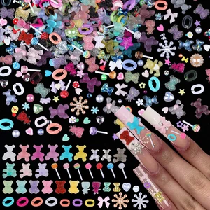 100 Pieces 3D Resin Gummy Bear Nail Charms Mixed Set Cute Bow Candy Flowers Nail Art Clasps with Snowflake Heart Star Slice for DIY Manicure Tips Decor 100 Pieces 3D Resin Gummy Bear Nail Charms Mixed Set Cute Bow Candy Flowers Nail Art Clasps with Snowflake Heart Star Slice for DIY Manicure Tips Decor