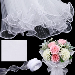 4 Yard Pearl Mesh,White Flower Bouquet Wrapping Paper 10 Yard 38 Pc | for Bouquets, White Ribbon, Tissue Flower Wrapping Mesh Paper, for Mothers Day, Party Favor, Wedding Gift Packaging 4 Yard Pearl Mesh,White Flower Bouquet Wrapping Paper 10 Yard 38 Pc | for Bouquets, White Ribbon, Tissue Flower Wrapping Mesh Paper, for Mothers Day, Party Favor, Wedding Gift Packaging