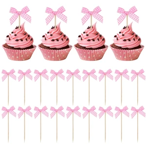 24 Pcs Coquette Bow Cupcake Toppers - Pink Plaid Bow Tie Picks, Ready-to-Use Birthday Cake Decorations for Girls Party, Baby Shower, Bridal Engagement & Wedding 24 Pcs Coquette Bow Cupcake Toppers - Pink Plaid Bow Tie Picks, Ready-to-Use Birthday Cake Decorations for Girls Party, Baby Shower, Bridal Engagement & Wedding