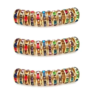 Rondelle Spacer Beads Round Crystal Czech Rhinestone for Bracelets Necklaces Jewelry Making Accessories (Golden/Multicolor,4mm/100pcs) Rondelle Spacer Beads Round Crystal Czech Rhinestone for Bracelets Necklaces Jewelry Making Accessories (Golden/Multicolor,4mm/100pcs)
