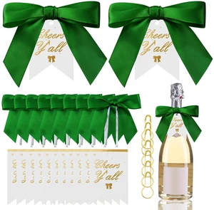 Wine Bottle Decorations Kit 50 Pcs Green Satin Ribbon Bows | Twist Tie Bows Champagne Bottle Wraps 50 "Cheers y'all" Tags and 50 Pins for Birthday Wedding Party & Holiday Decor Supplies Wine Bottle Decorations Kit 50 Pcs Green Satin Ribbon Bows | Twist Tie Bows Champagne Bottle Wraps 50 "Cheers y'all" Tags and 50 Pins for Birthday Wedding Party & Holiday Decor Supplies