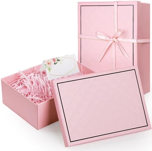 Gift Box with Lid, 9.84 * 7.09 * 3.35 inch Present Boxes Collapsible Rectangle for Bridemaid Proposal Box Memo Card Ribbon Wedding Valentine's Day Birthday Pink Gift Box with Lid, 9.84 * 7.09 * 3.35 inch Present Boxes Collapsible Rectangle for Bridemaid Proposal Box Memo Card Ribbon Wedding Valentine's Day Birthday Pink