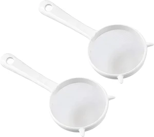 2 Pcs Small White Mesh Kitchen Sifter - Plastic Mesh Strainers Sieve,Colanders and Sieve with Handle for Tea Pasta Flour Rice Fruits Vegetable, Food Strainers 2 Pcs Small White Mesh Kitchen Sifter - Plastic Mesh Strainers Sieve,Colanders and Sieve with Handle for Tea Pasta Flour Rice Fruits Vegetable, Food Strainers