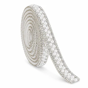 1 Yard Pearl Ribbon Trim Rhinestone Ribbon Pearl Adhesive Strips Pearls Trim Self Adhesive 0.4 Inch Bling Diamond Stickers Trims for DIY Crafts Wedding Decoration 1 Yard Pearl Ribbon Trim Rhinestone Ribbon Pearl Adhesive Strips Pearls Trim Self Adhesive 0.4 Inch Bling Diamond Stickers Trims for DIY Crafts Wedding Decoration