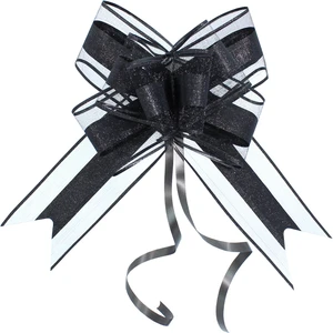 Large Black Pull Bows for Gift Wrapping, 8 Inch, 10 Pack, Men Large Black Pull Bows for Gift Wrapping, 8 Inch, 10 Pack, Men