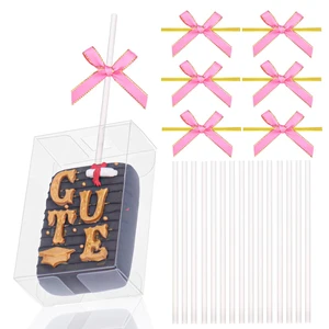 30 Set Clear Rice Krispie Treat Boxes with White Stick and Pink Tie, 3.5x2.4x1.38 Inches, Clear Boxes for Cakesickle, Treat, Party Favors 30 Set Clear Rice Krispie Treat Boxes with White Stick and Pink Tie, 3.5x2.4x1.38 Inches, Clear Boxes for Cakesickle, Treat, Party Favors