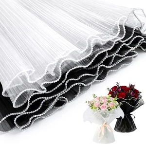 Pearl Edge Bouquet Wrapping Mesh, 2 Sheets, 11 in x 3.8 yd | Pearl Accented Tulle for Flower Bouquets, Wedding & Gift Packaging, Elegant Wrap for Valentine's Day, Mother's Day & Events Pearl Edge Bouquet Wrapping Mesh, 2 Sheets, 11 in x 3.8 yd | Pearl Accented Tulle for Flower Bouquets, Wedding & Gift Packaging, Elegant Wrap for Valentine's Day, Mother's Day & Events
