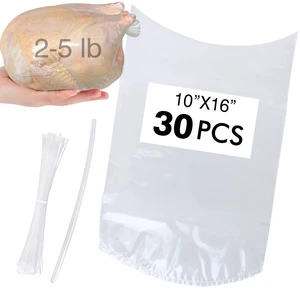Poultry Shrink Bags, 30 Pack 10x16 Inches Clear Chicken Bag With 30 Zip Ties And A Silicone Straw For Chickens, Rabbits Poultry Shrink Bags, 30 Pack 10x16 Inches Clear Chicken Bag With 30 Zip Ties And A Silicone Straw For Chickens, Rabbits