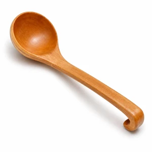 11"Wooden Soup Spoon - Deep Lacquered Wooden Ladle for Cooking, Sauce Serving and Kitchen Use with Hanging Hook & Heat-Resistant Handle (11x3.1 Inch) 11"Wooden Soup Spoon - Deep Lacquered Wooden Ladle for Cooking, Sauce Serving and Kitchen Use with Hanging Hook & Heat-Resistant Handle (11x3.1 Inch)